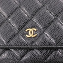 Chanel Black Quilted Caviar Leather Boy Wallet On Chain