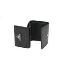 Prada Saffiano Triangle Tri-Fold Wallet Black