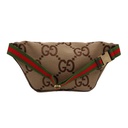 Gucci Jumbo GG Canvas Leather Belt Bag Camel 696031