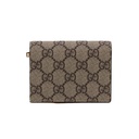 Gucci GG Marmont Bi-Color Card Case Wallet In Beige And Gold Leather 658610