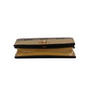 Gucci GG Marmont Bi-Color Card Case Wallet In Beige And Gold Leather 658610