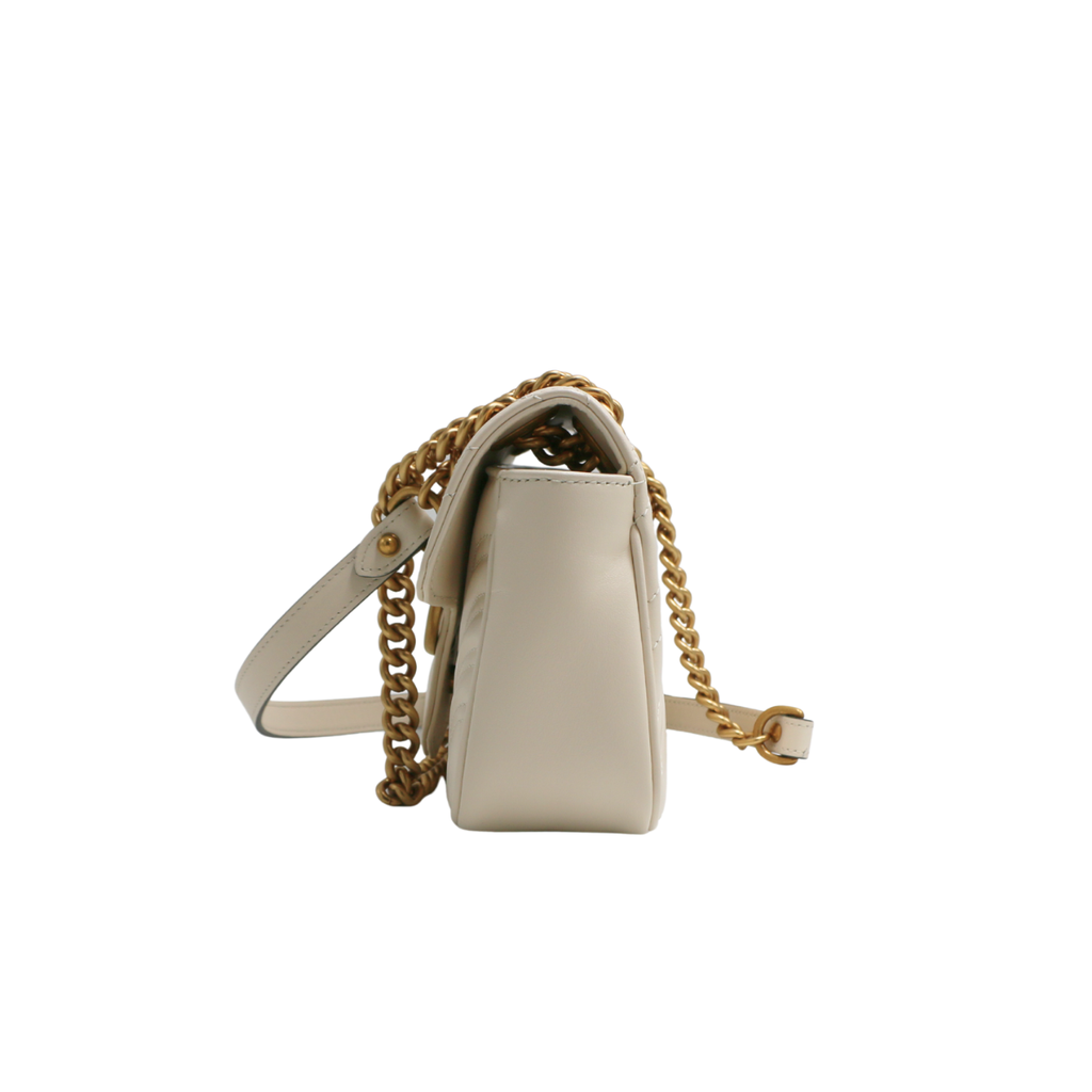 Gucci GG Marmont Chain Shoulder Bag White 446744