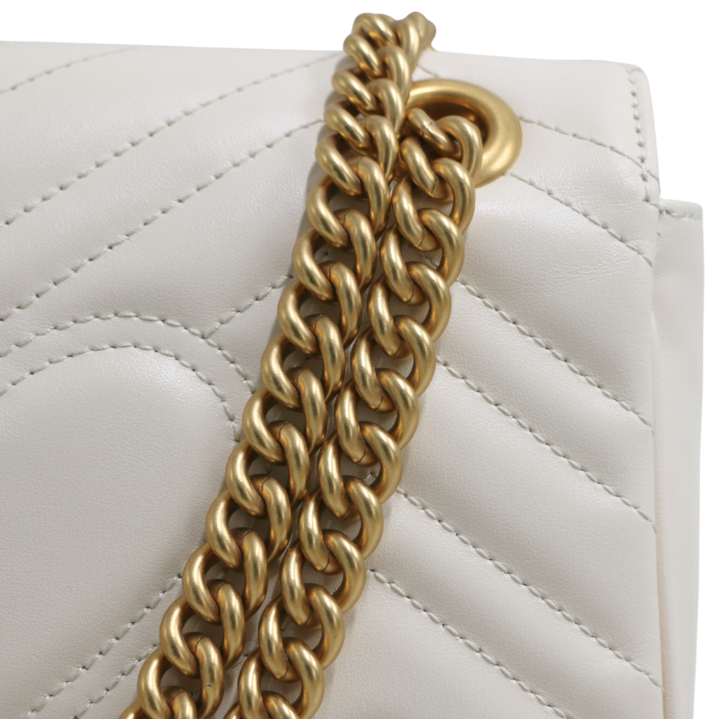 Gucci GG Marmont Chain Shoulder Bag White 446744