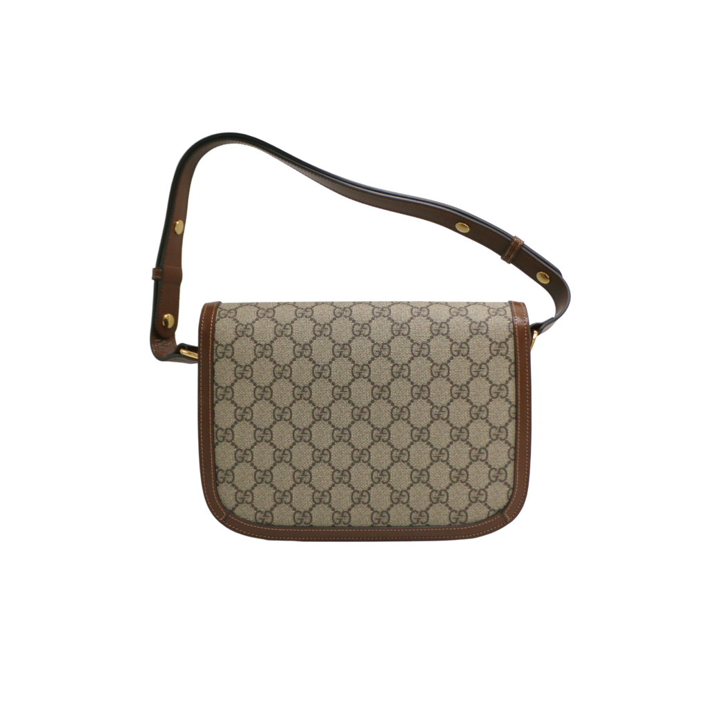 Gucci GG Supreme Horsebit 1955 PVC & Leather Shoulder Brown 602204