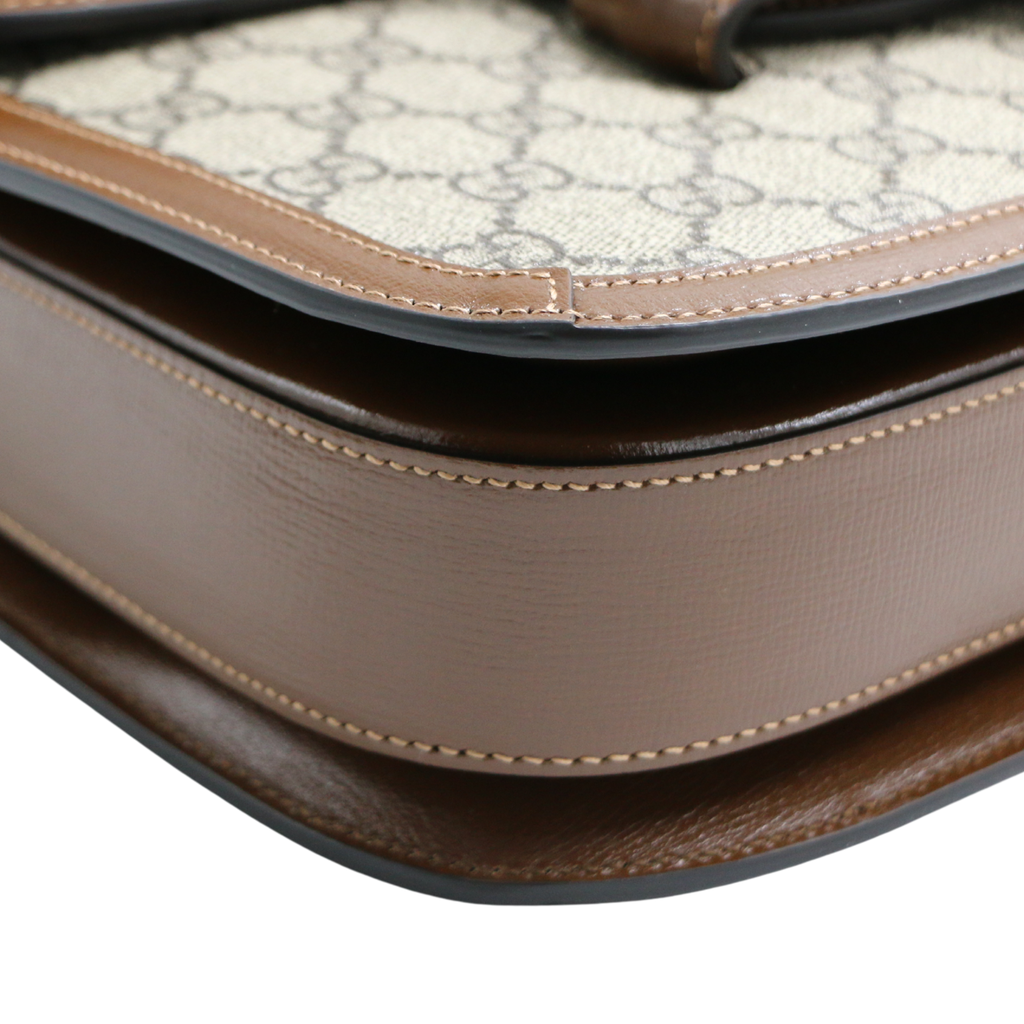 Gucci GG Supreme Horsebit 1955 PVC & Leather Shoulder Brown 602204