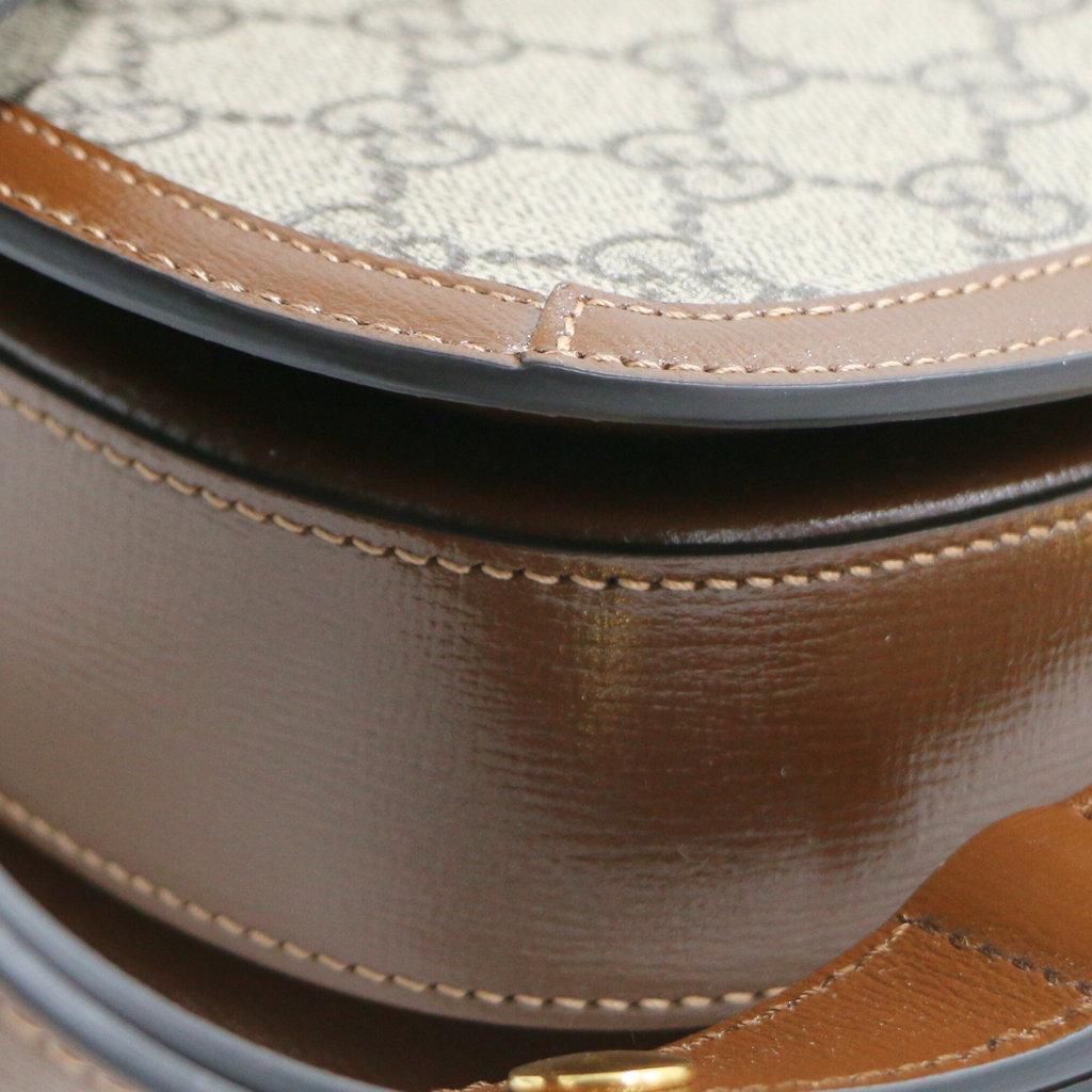 Gucci GG Supreme Horsebit 1955 PVC & Leather Shoulder Brown 602204