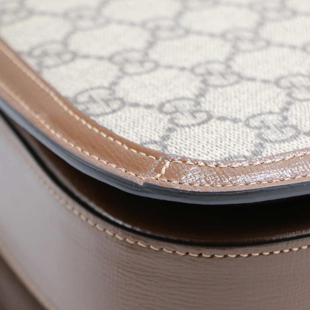 Gucci GG Supreme Horsebit 1955 PVC & Leather Shoulder Brown 602204