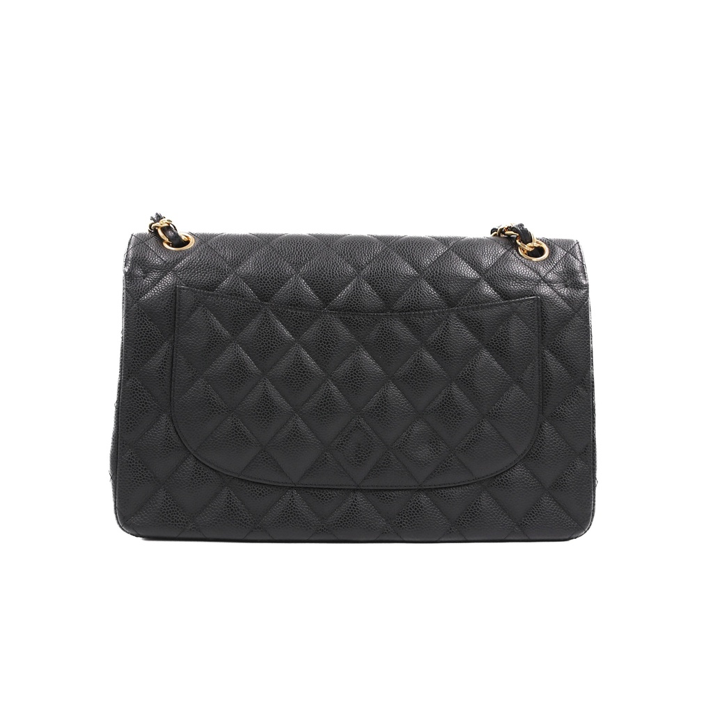 Chanel Classic Double Flap Jumbo Black Caviar Leather With Gold-Tone Hardware