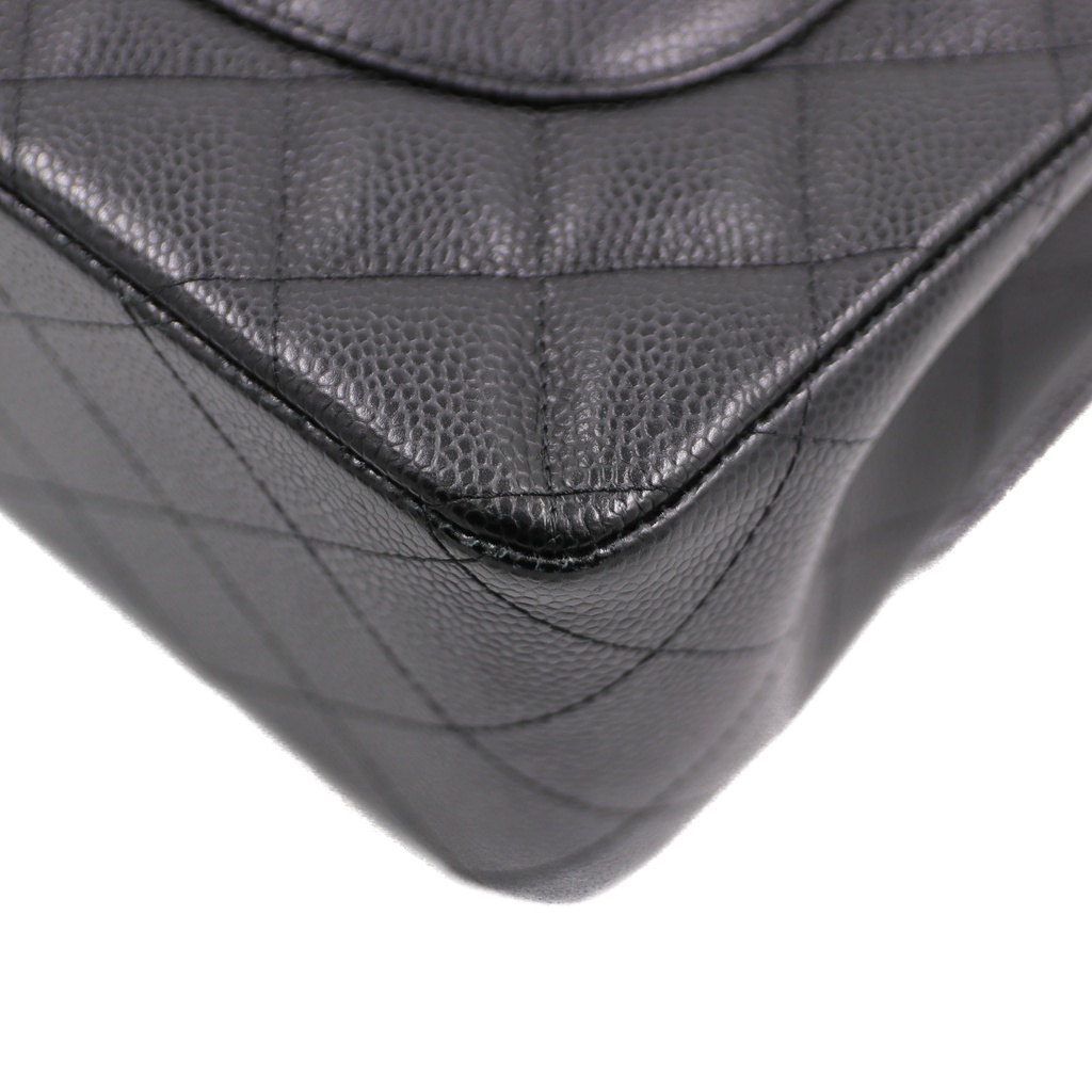 Chanel Classic Double Flap Jumbo Black Caviar Leather With Gold-Tone Hardware