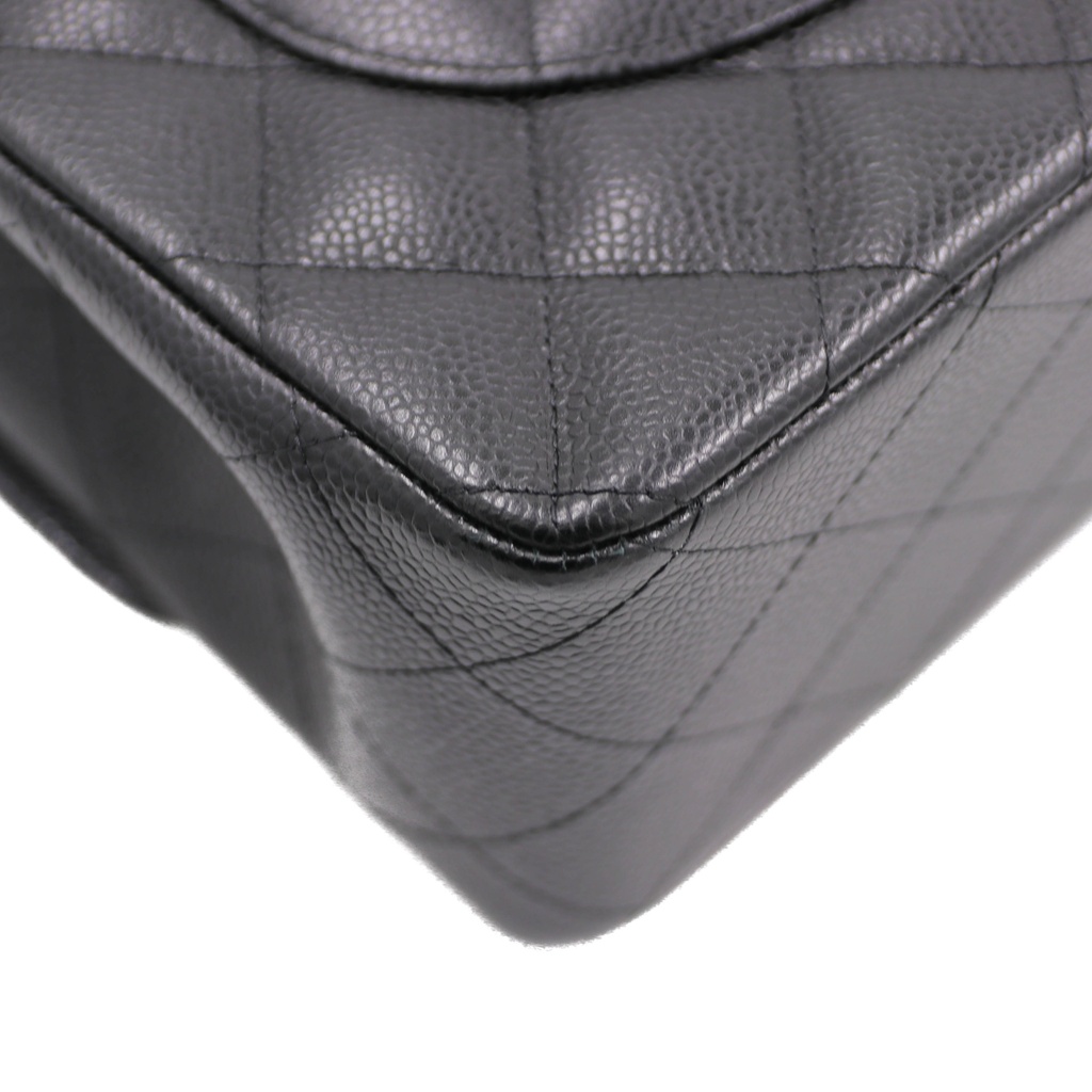 Chanel Classic Double Flap Jumbo Black Caviar Leather With Gold-Tone Hardware