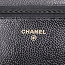 Chanel Black Quilted Caviar Leather Wallet On Chain