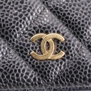 Chanel Black Quilted Caviar Leather Wallet On Chain