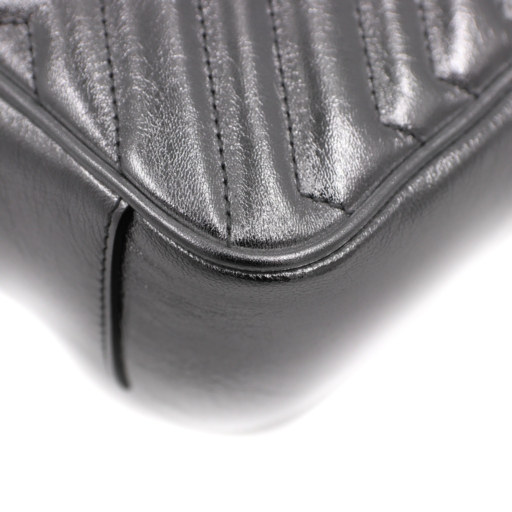 Gucci GG Marmont Small Shoulder Bag Matelassé Silver 443497