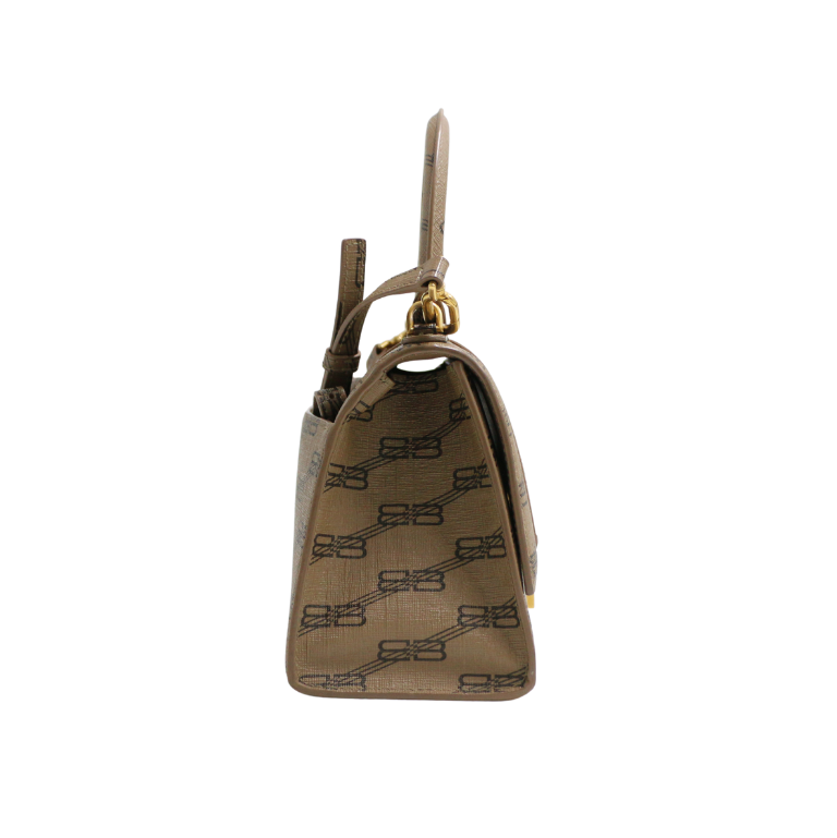 Balenciaga Coated Canvas BB Monogram Small Hourglass Top Handle Bag 