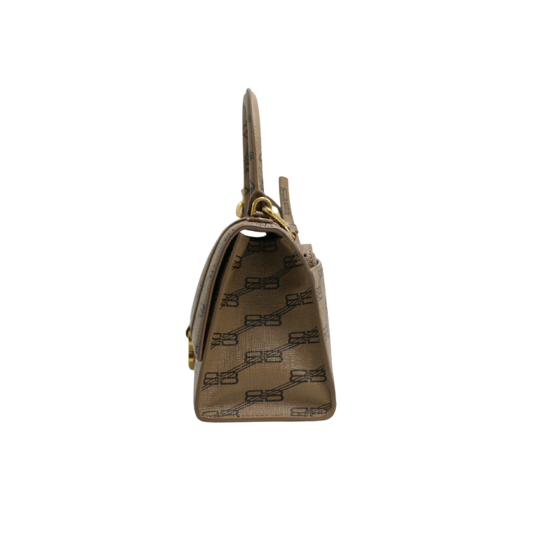 Balenciaga Coated Canvas BB Monogram Small Hourglass Top Handle Bag 
