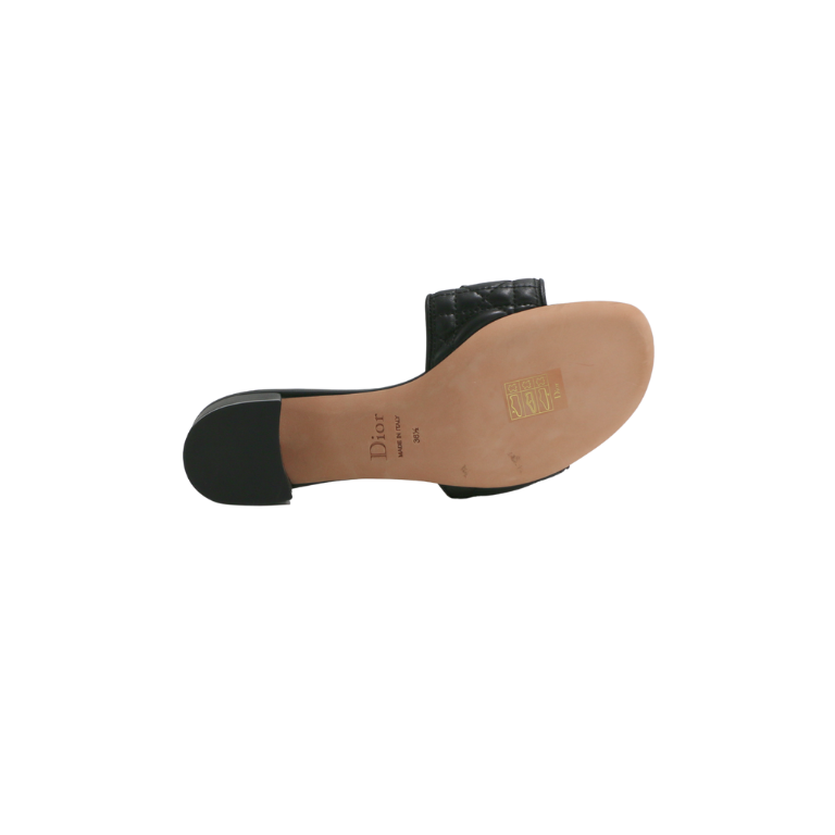 Christian Dior Lady Dior Heels Slide Lamskin Black In Size 36 1/2