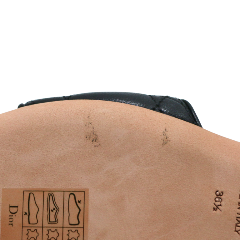 Christian Dior Lady Dior Heels Slide Lamskin Black In Size 36 1/2