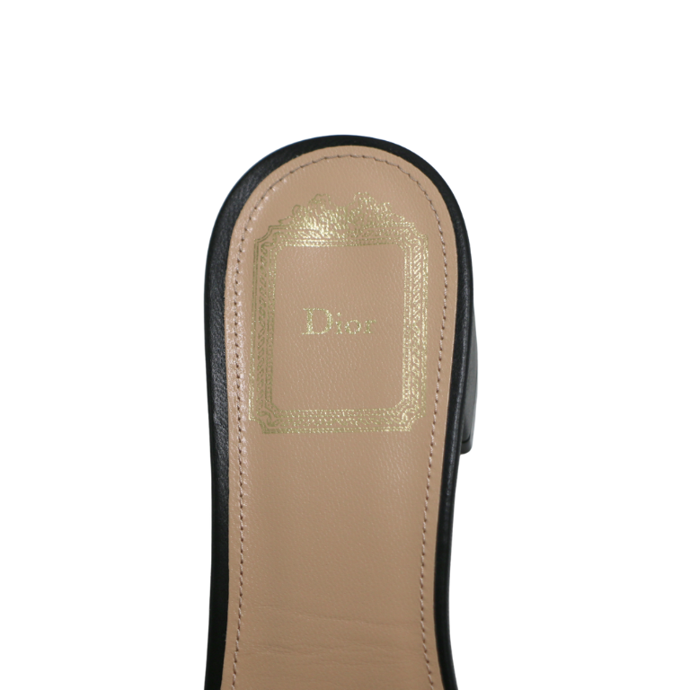 Christian Dior Lady Dior Heels Slide Lamskin Black In Size 37 1/2