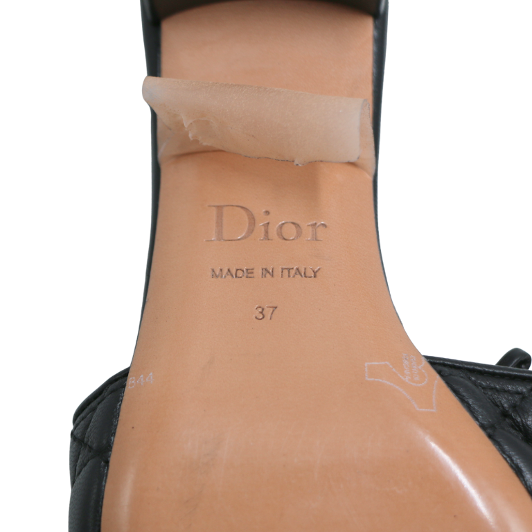 Christian Dior Lady Dior Heels Slide Lamskin Black In Size 37