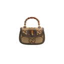 Gucci Bamboo 1947 Jumbo GG Canvas & Leather Handbag Brown 675797