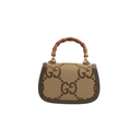 Gucci Bamboo 1947 Jumbo GG Canvas & Leather Handbag Brown 675797