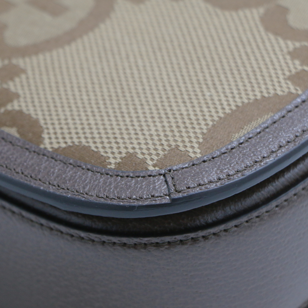 Gucci Bamboo 1947 Jumbo GG Canvas & Leather Handbag Brown 675797