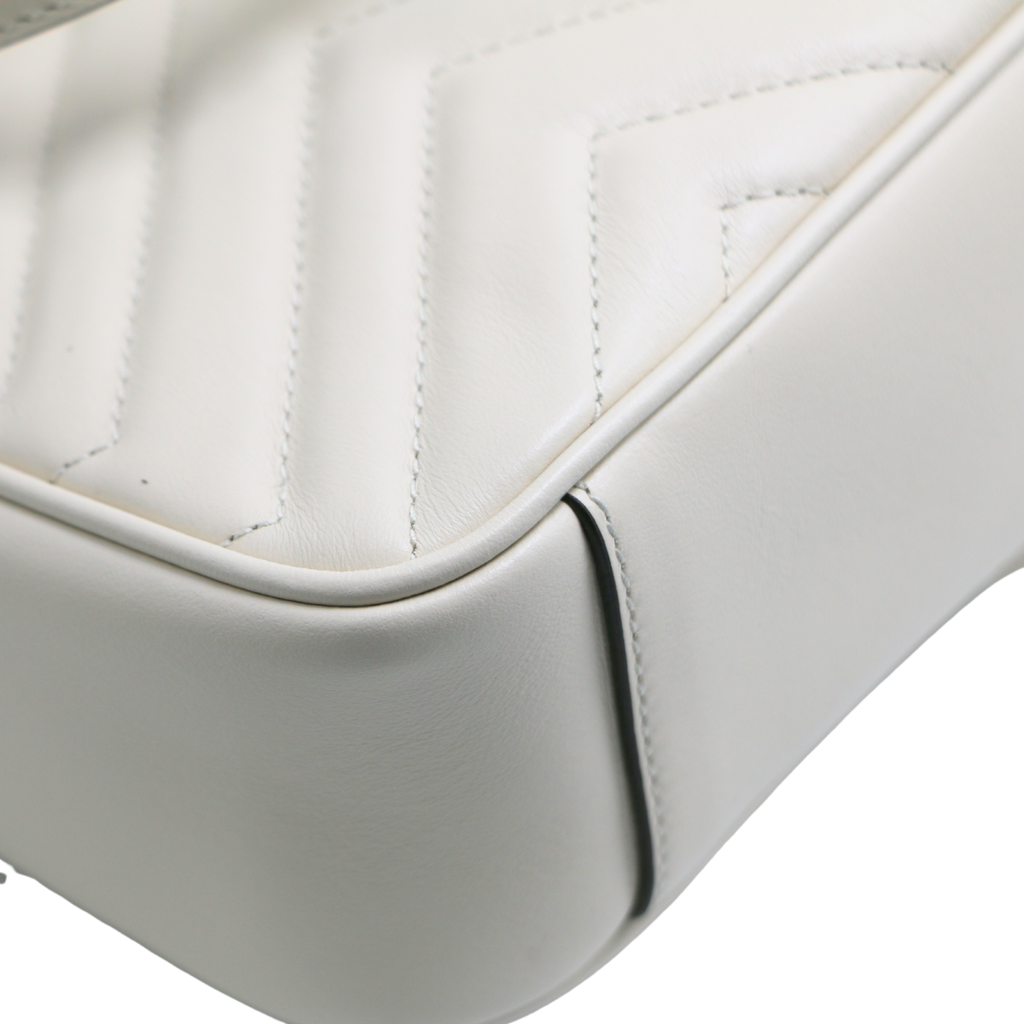Gucci GG Marmont Small Shoulder Bag Matelassé White 443497