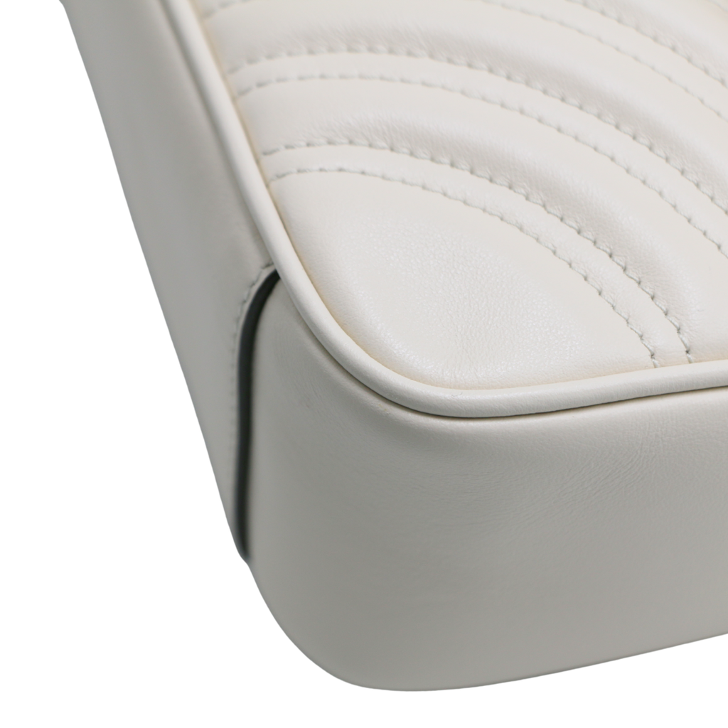 Gucci GG Marmont Small Shoulder Bag Matelassé White 443497