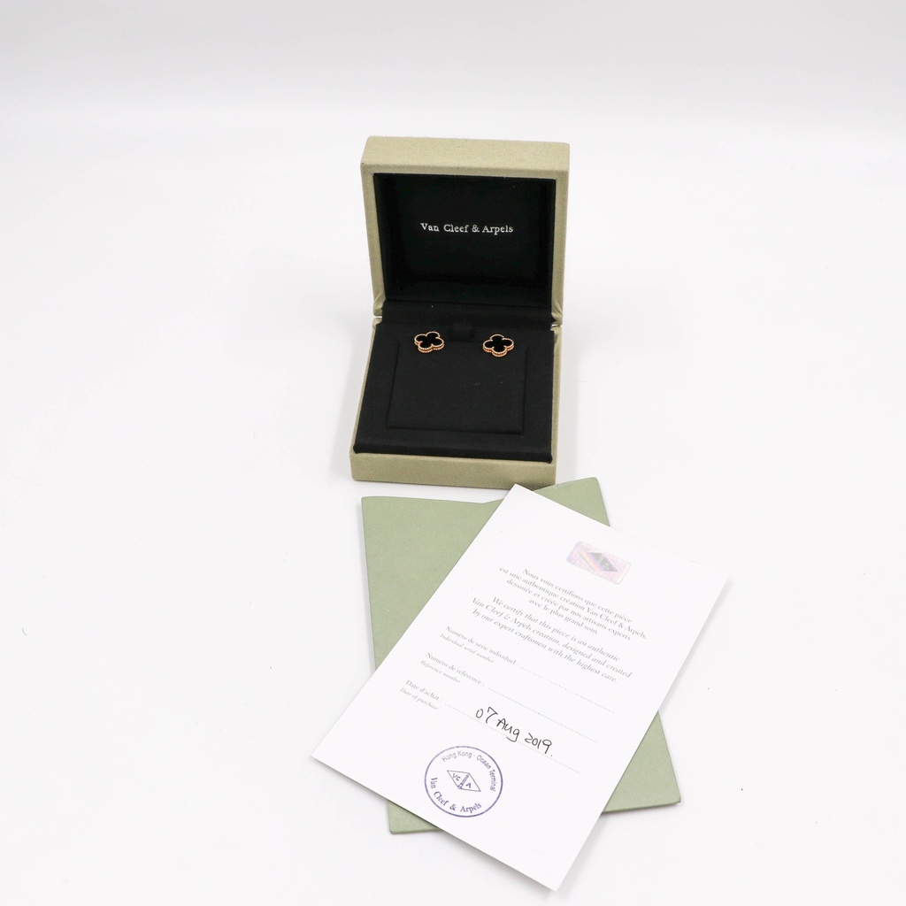 Van Cleef Vintage Alhambra Earrings 750YG Onyx JA694292 2019