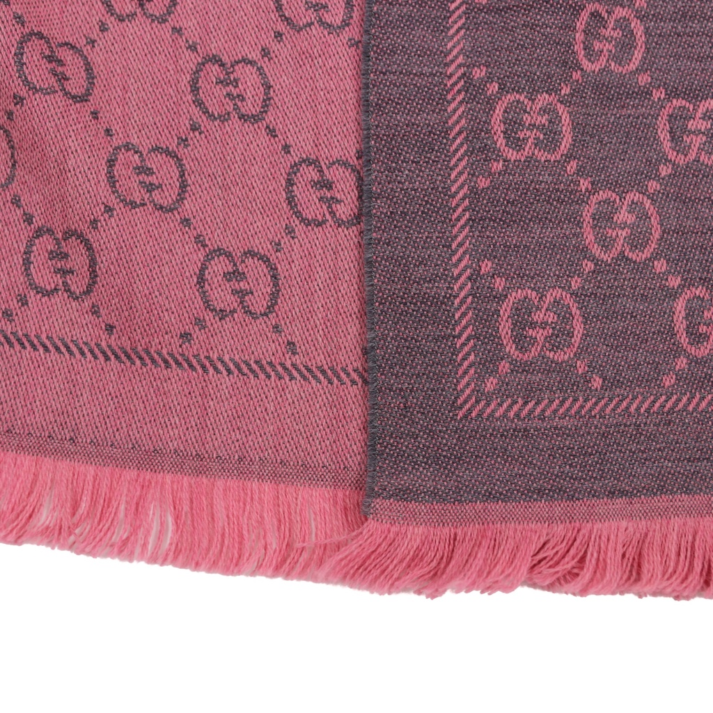 Gucci Pink GG Jacquard Pattern Knitted Scarf Size 48x180