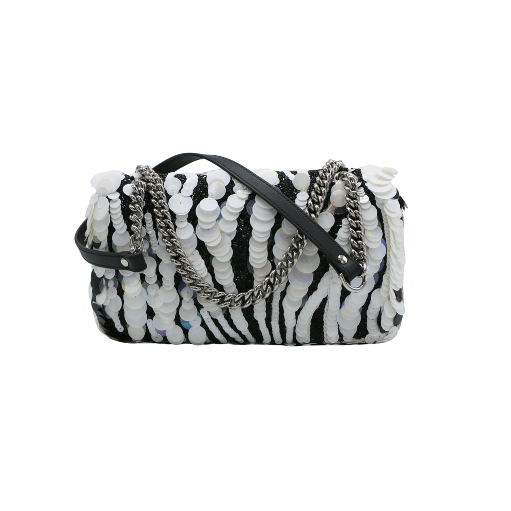 Gucci GG-Marmont Sequinned Zebra-Stripe Shoulder Bag 443497