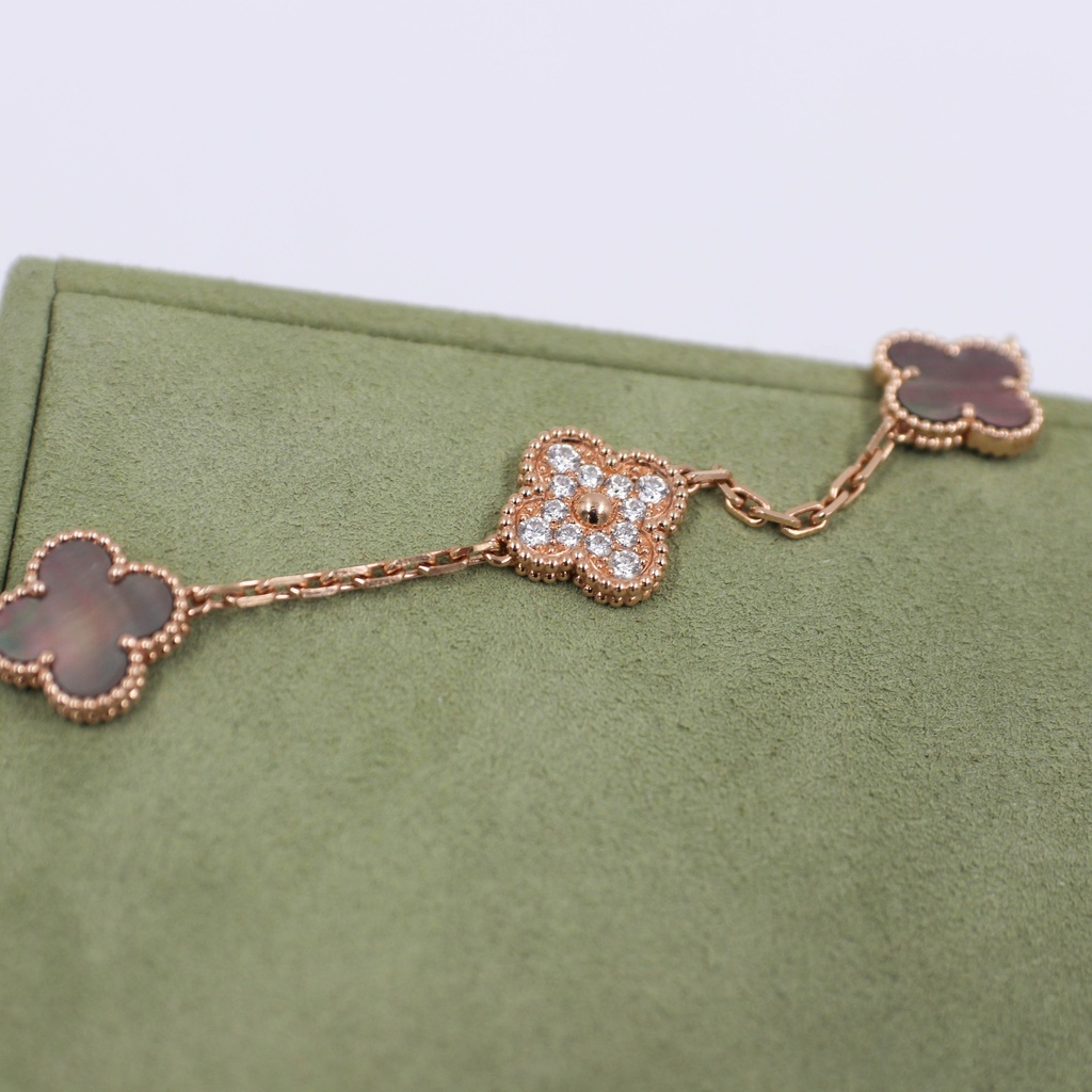 VCA Vintage Alhambra 5 Motif Bracelet 750PG MOP/Diamond JB692674 2020