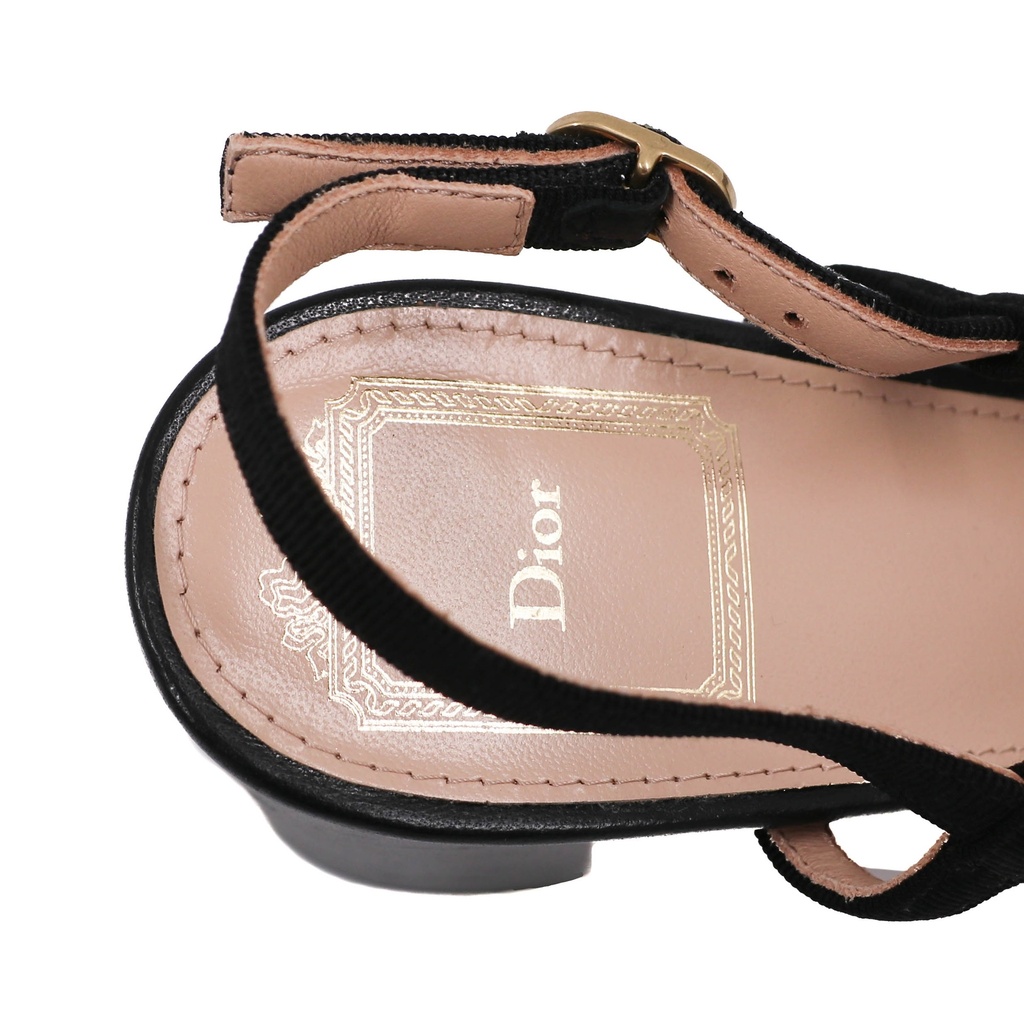 Christian Dior Ballet Slingback Pumps Lambskin Leather Black Size 38 1/2