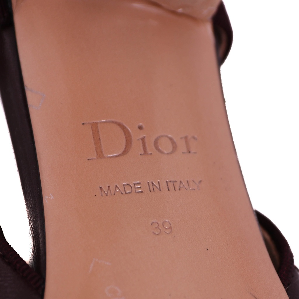 Christian Dior Ballet Slingback Pumps Lambskin Leather Burgundy Size 39