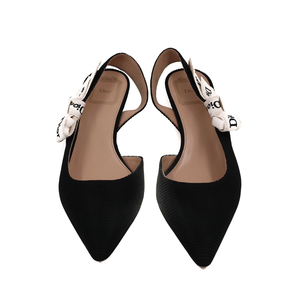 Christian Dior J'Adior Slingback Pump Black Technical Fabric In Size 37