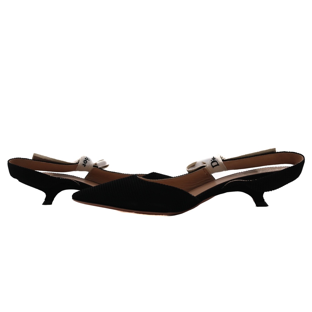 Christian Dior J'Adior Slingback Pump Black Technical Fabric In Size 37