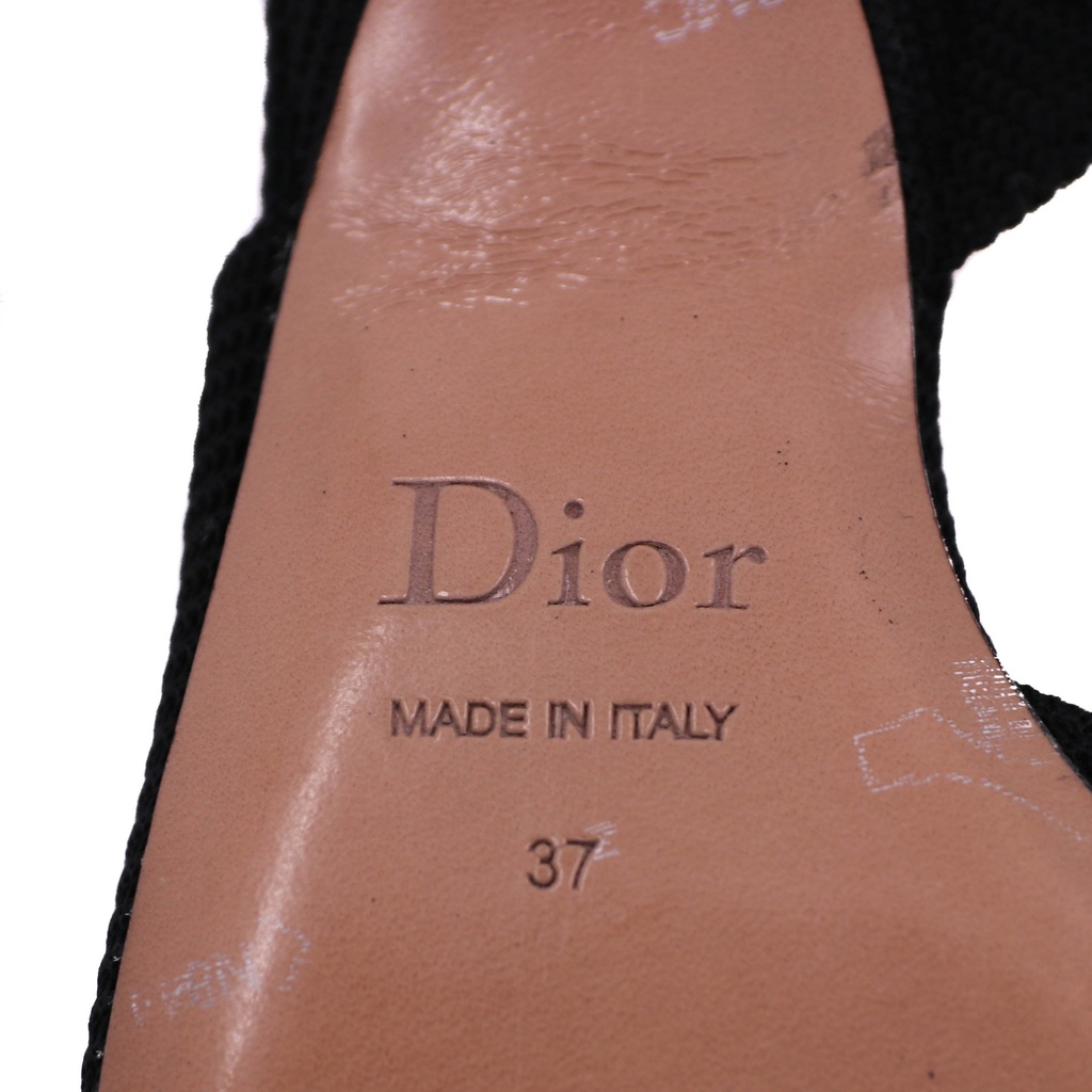 Christian Dior J'Adior Slingback Pump Black Technical Fabric In Size 37