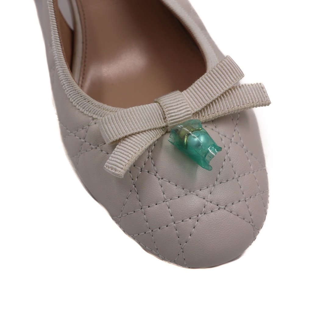 Christian Dior Ballet Slingback Pumps Lambskin Leather Beige Size 38 1/2 