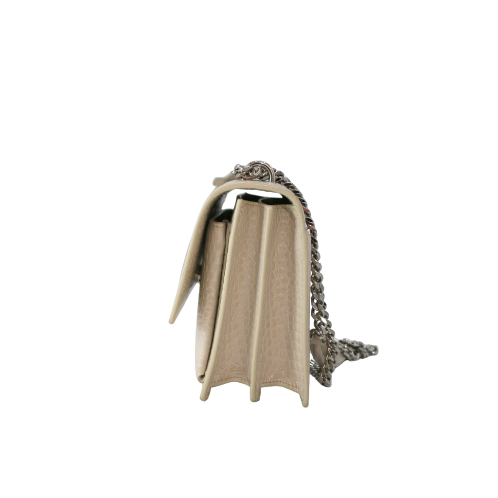 Saint Laurent Sunset Medium Bag White Crocodile-Embossed Leather