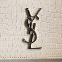 Saint Laurent Sunset Medium Bag White Crocodile-Embossed Leather