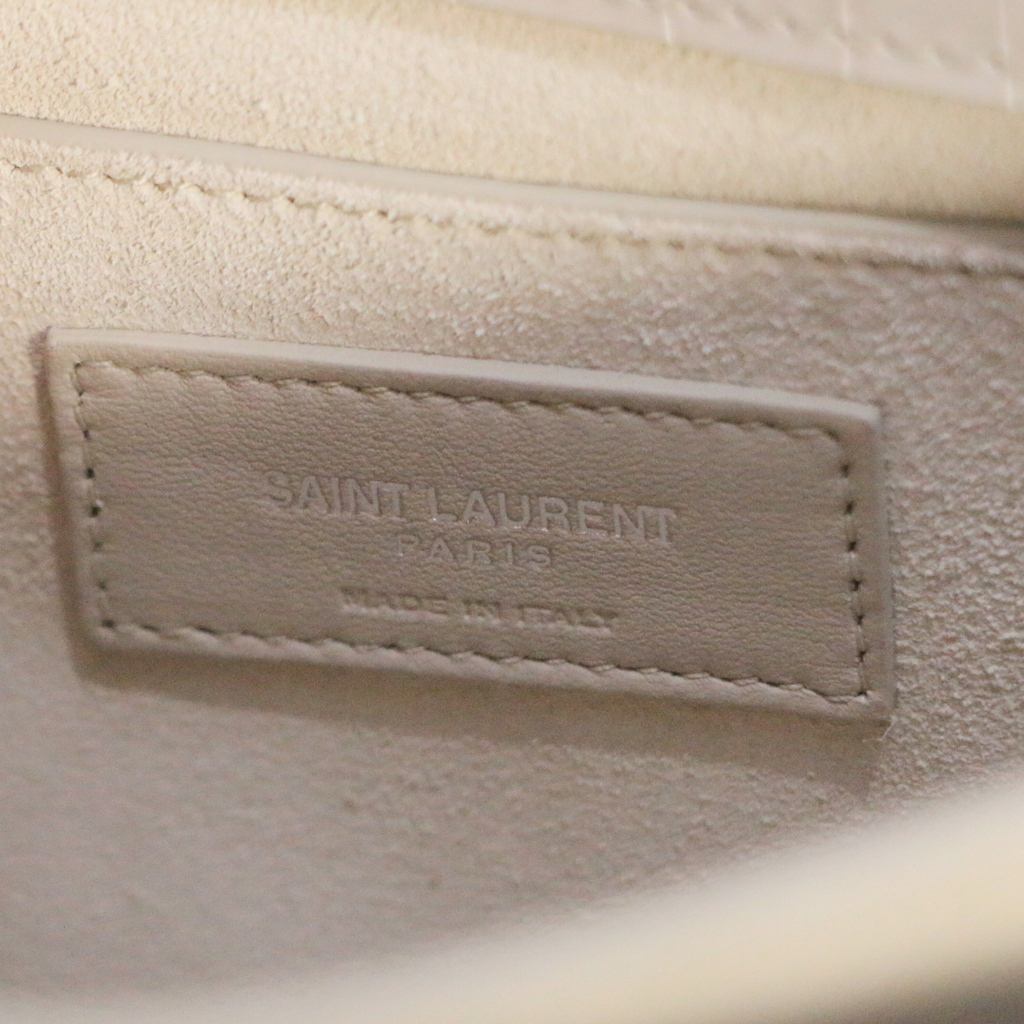 Saint Laurent Sunset Medium Bag White Crocodile-Embossed Leather