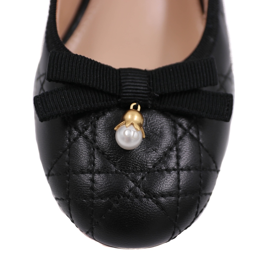 Christian Dior Ballet Slingback Pumps Lambskin Leather Black Size 37 