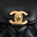 Chanel Shiny Aged Calfskin Quilted Nano Kelly Shopper Bag Black