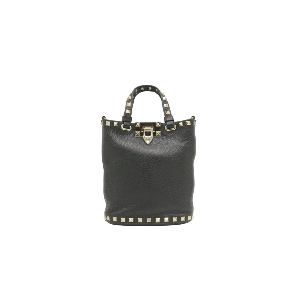 Valentino Rockstud Small Shopping Bag in Black