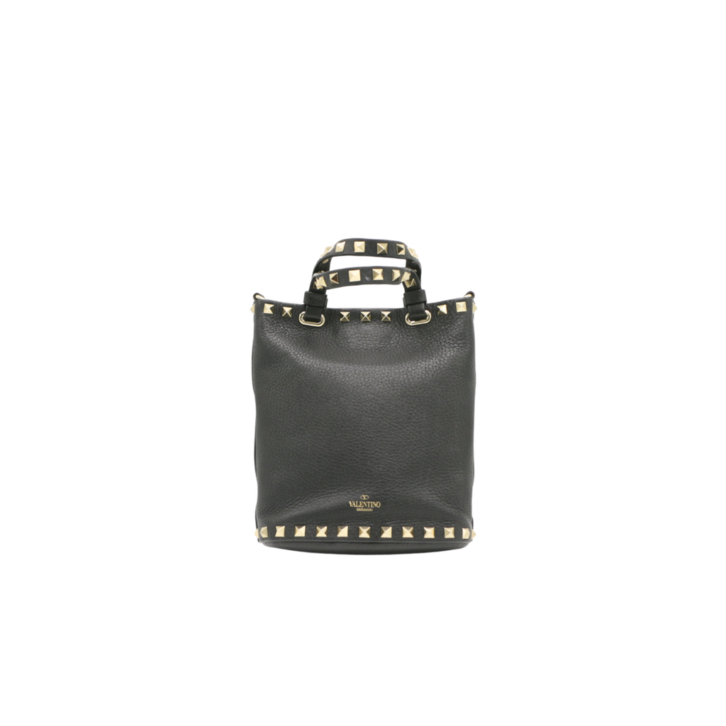 Valentino Rockstud Small Shopping Bag in Black
