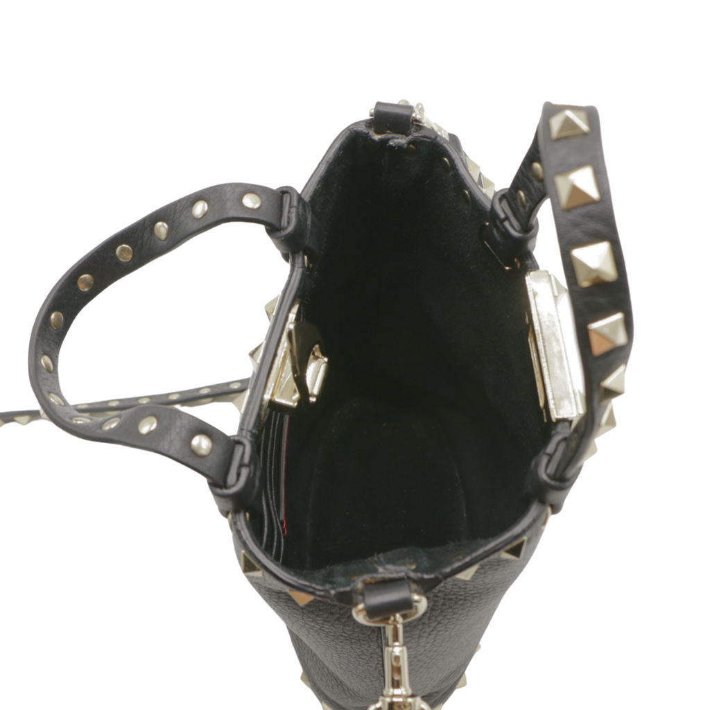 Valentino Rockstud Small Shopping Bag in Black