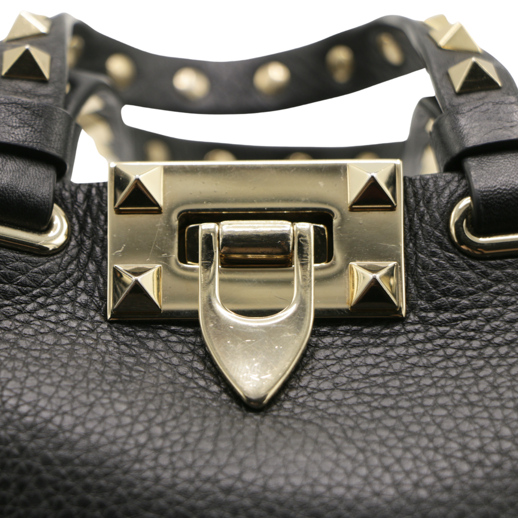Valentino Rockstud Small Shopping Bag in Black