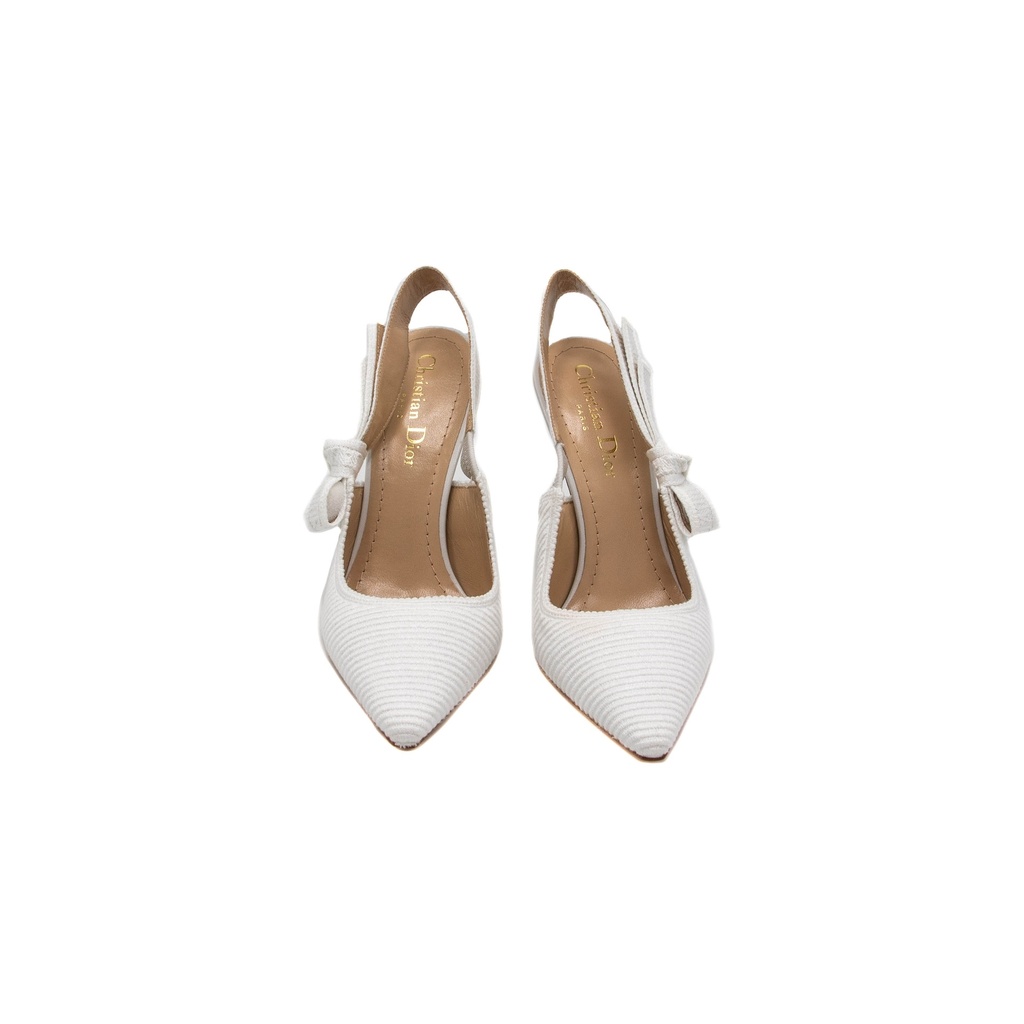 Christian Dior J'Adior Slingback Pump white Technical Fabric In Size 38