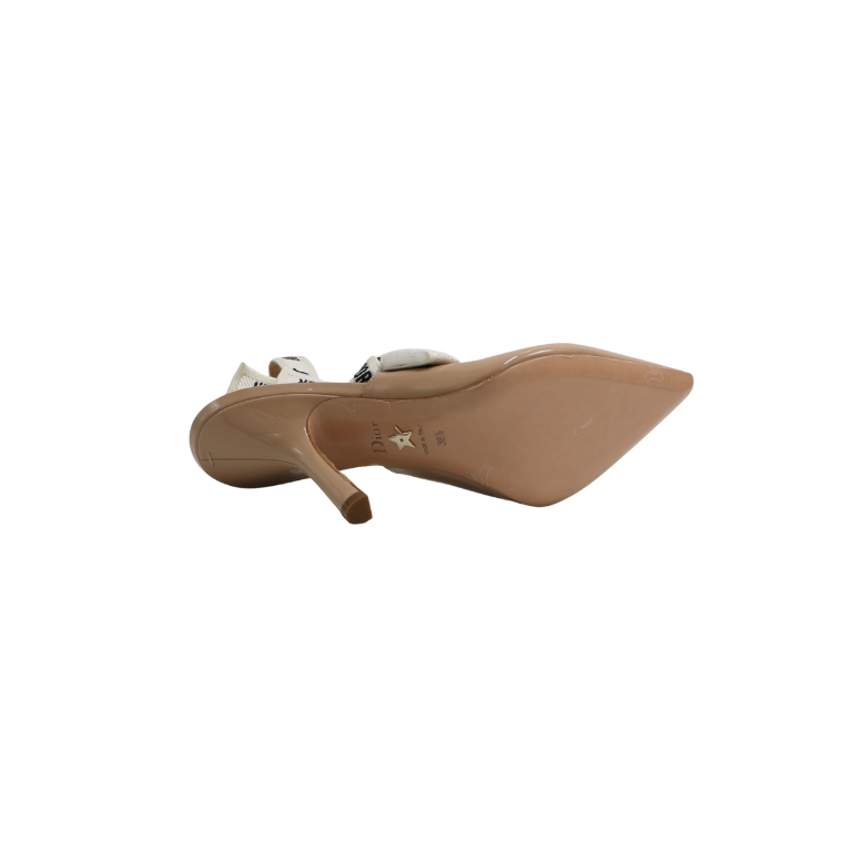 Christian Dior J'Adior Slingback Pump Beige Patent Calfskin In Size 38 1/2
