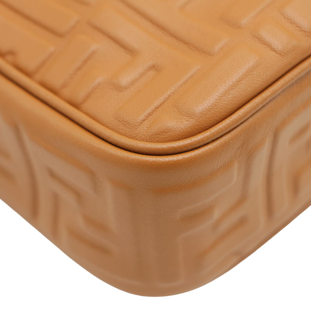 Fendi Baguette 3D FF Motif Chain Shoulder Brown Bag